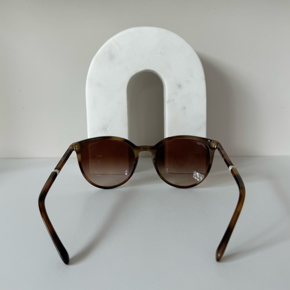 CHANEL | Round Cat Eye Sunglasses | Brown Tortoiseshell with Pearl Accents - Picture 6 of 14